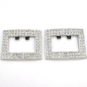 VTG TIP TOE Crystal Rhinestone Shoe Clips Rectangle Dress Wedding Party Evening